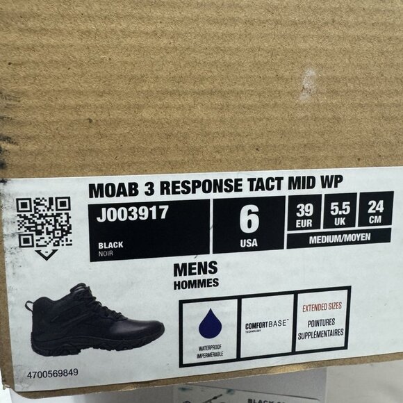 Merrell Mens Moab 3 Response Tactical Boots Black Size 6 M main image 6